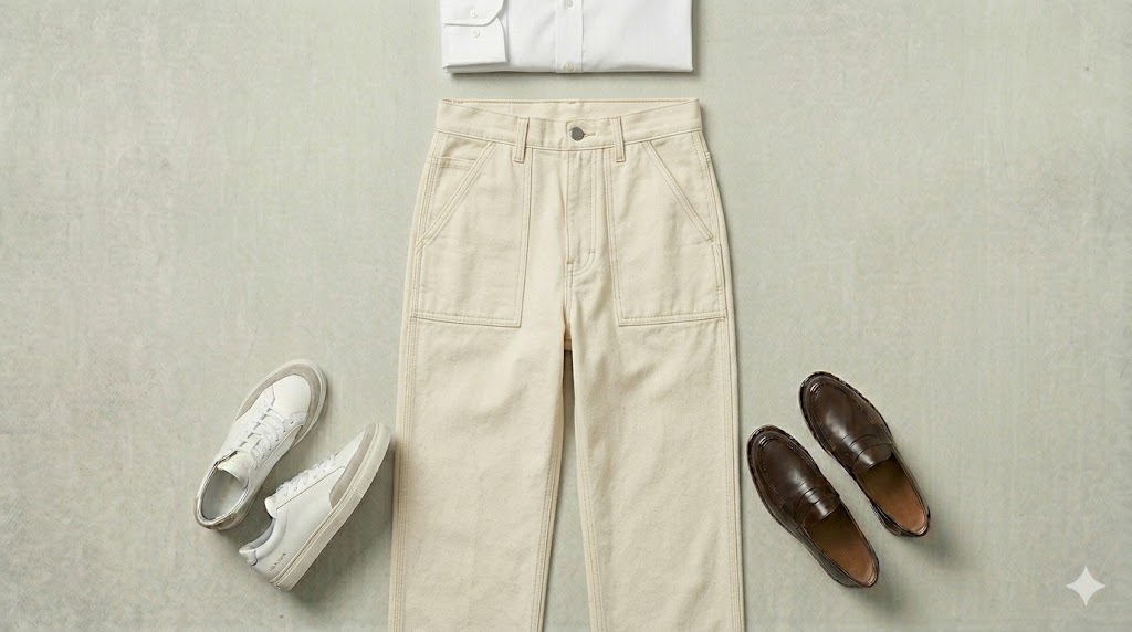 Cream Canvas Pants